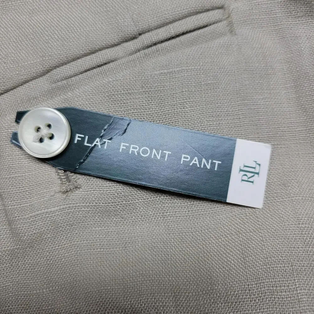 NWOT LAUREN RALPH LAUREN Pants Men 36x30 Beige Linen Pockets Dress Casual